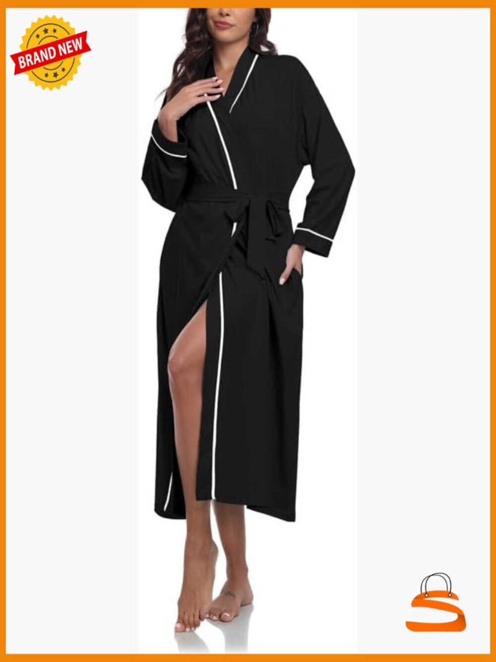 Cotton Robe Long Sleeve Kimono Lightweight Loungewear with Pockets S-2XL
